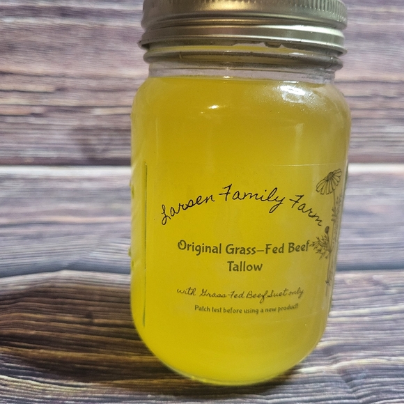 100% Grass-Fed Grass Finished Tallow 16oz Jar net weight of product closer to 14 - Picture 3 of 3